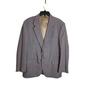 VINTAGE 70'S ORVIS MEN'S BLUE AND WHITE CHECKED BLAZER SPORTS COAT JACKET SZ 44L